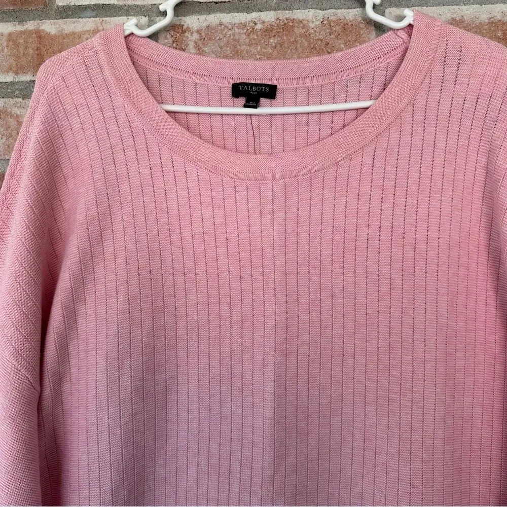 Talbots Knit Sweater Button Detail NEW Women’s Plus 3X Pink - Picture 3 of 11